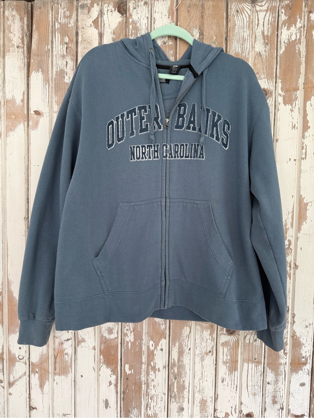 "Outer Banks" NC Full Zip Hoodie - Blue, Size Large, Unisex